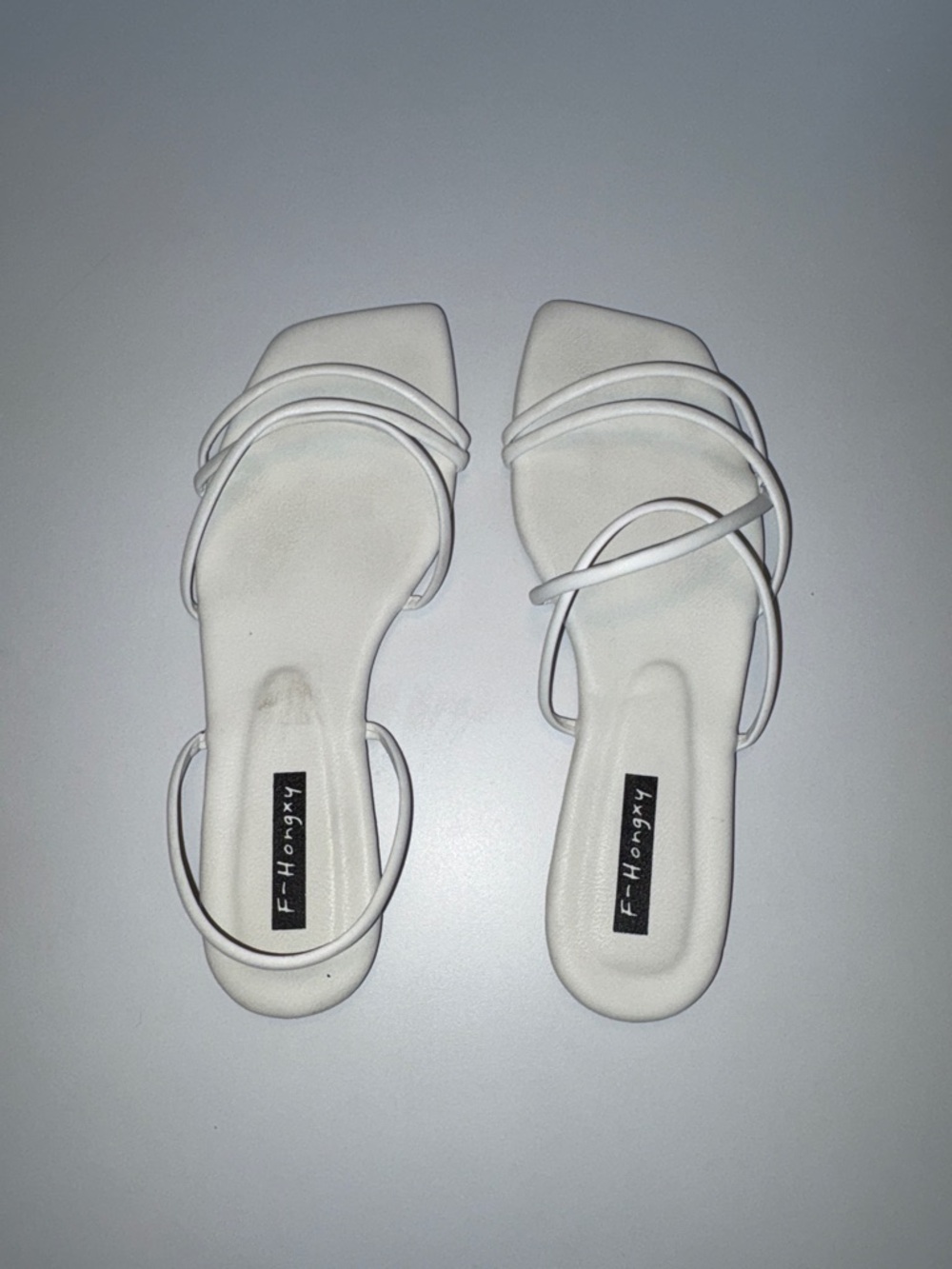 SHEIN White Strappy Square-Toe Slide Sandals